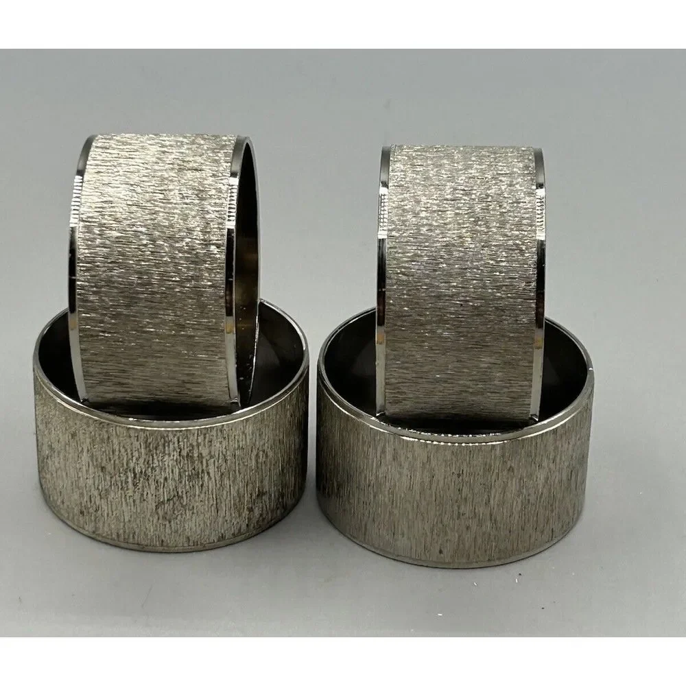 Brushed‎ Silver tone Napkin Rings Set Of 4